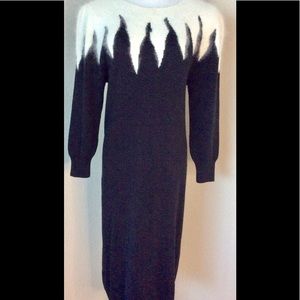 Sweater dress Vintage dress sweater dress body con long sleeves black white